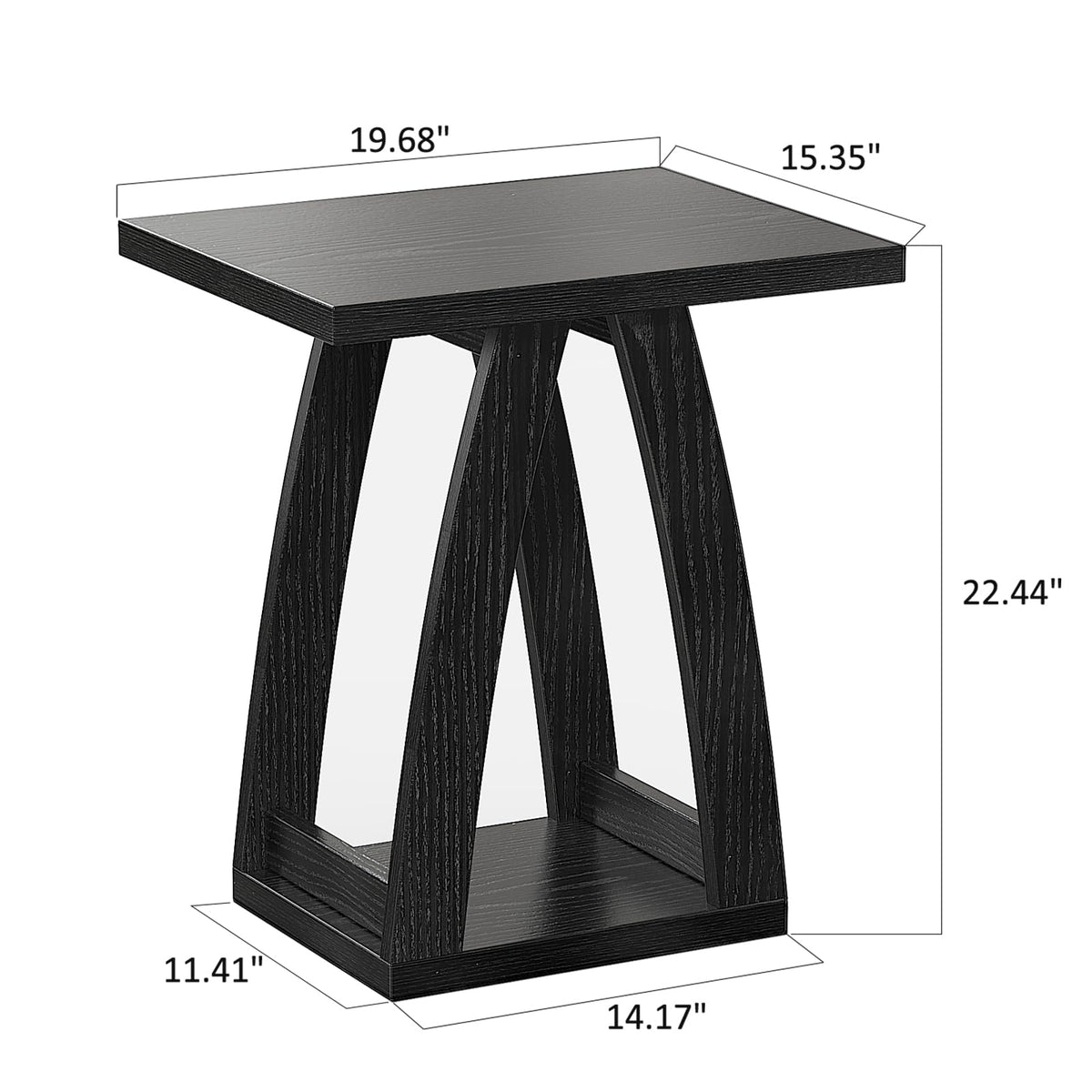 FROMJBEST End Tables Living Room, Side Table Beside Sofa, Nightstand for Bedroom, Couch Side Table with Shelf, Modern End Table for Living Room, Black End Table Set of 2