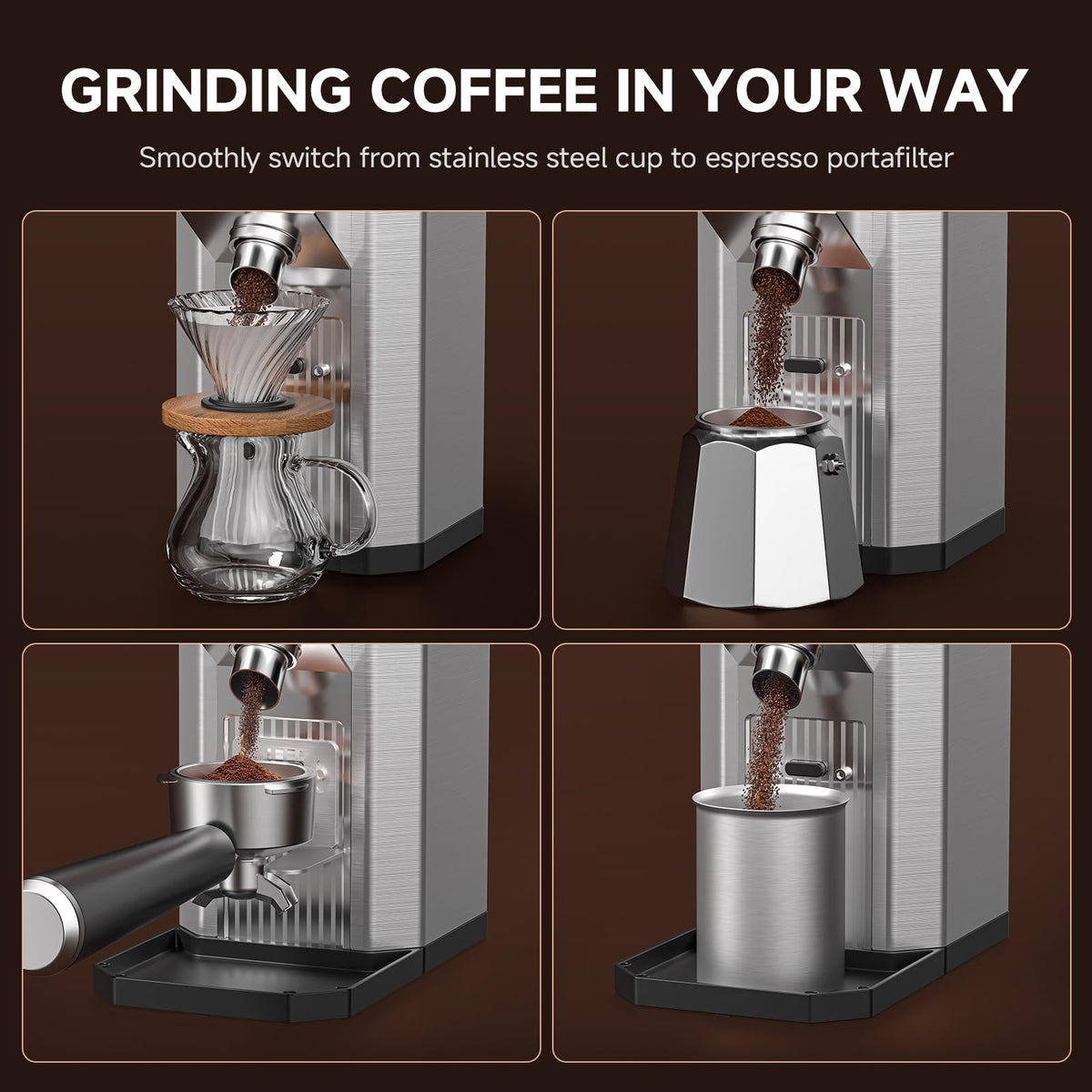 Burr Coffee Grinder with 45 Grind Settings, 40mm Conical Burr, Anti-Static Technology, Touchscreen Control, 300g Bean Hopper, Stainless Steel Body, for Espresso to French Press, Easy to Clean