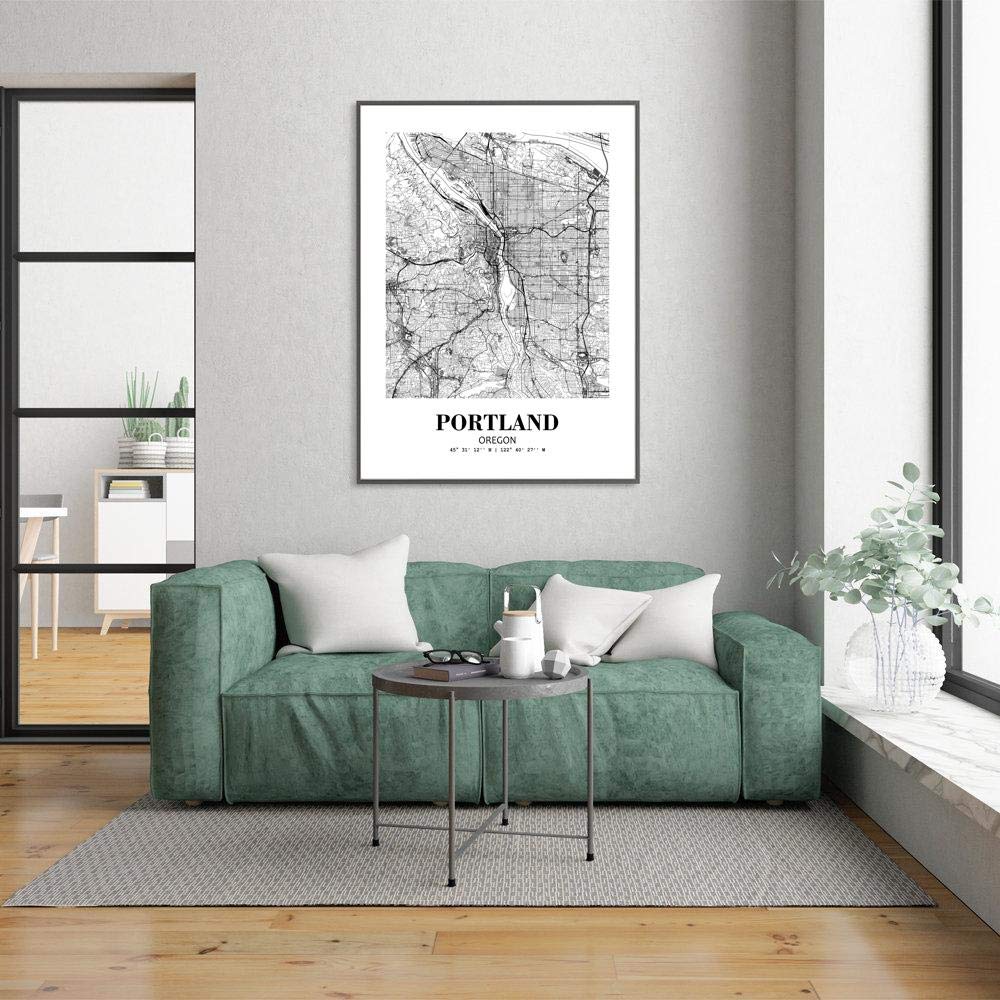 Eleville 11X14 Unframed Portland Oregon City View Abstract Road Modern Map Art Print Poster Wall Office Home Decor Minimalist Line Art Hometown Housewarming wgn453