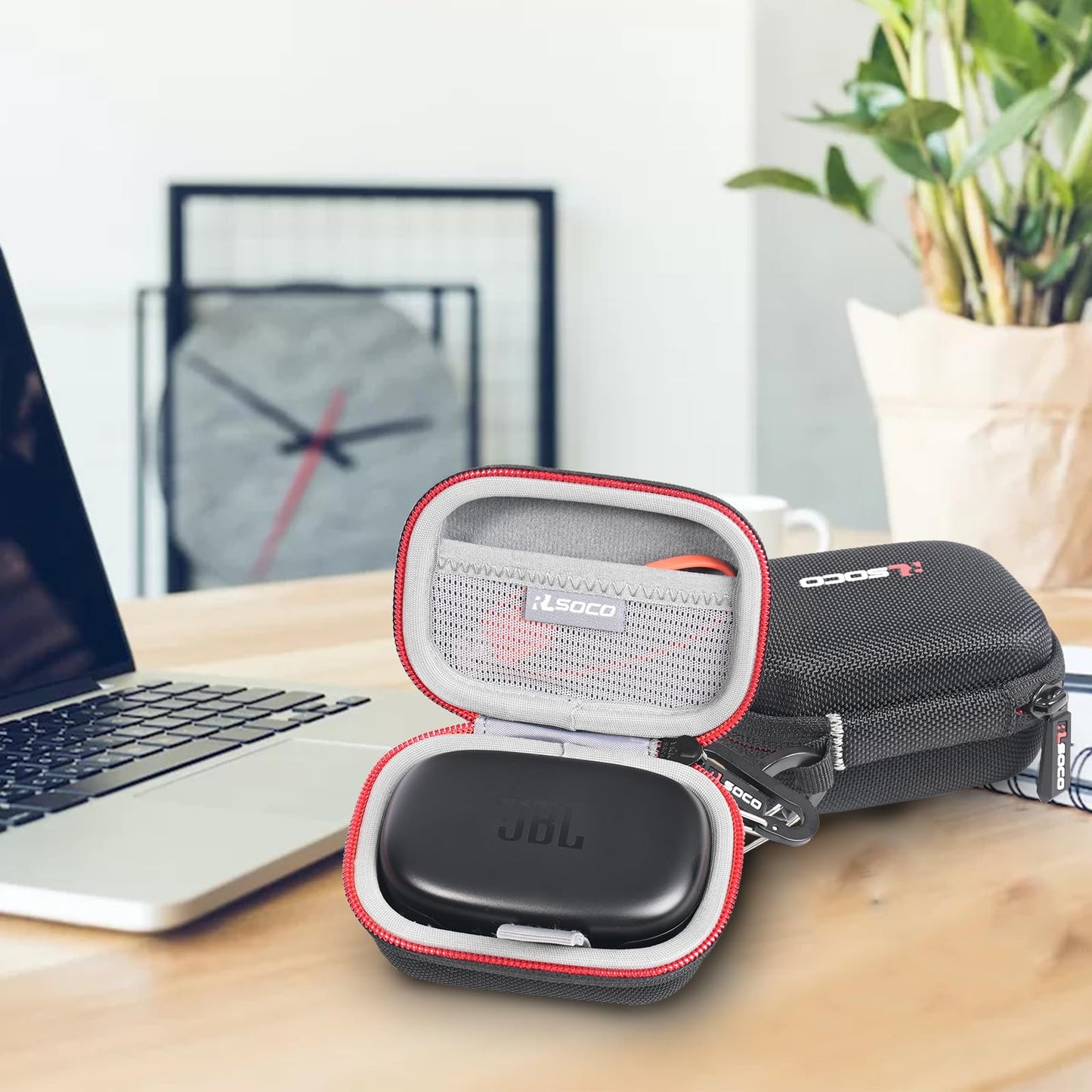 RLSOCO Hard Case for JBL Endurance Peak 3 Dust and Water Proof (IP68) True Wireless Active Earbuds | Storage Pouch with Sturdy Metal Hook | Compact Design with YKK Zipper (Case Only)