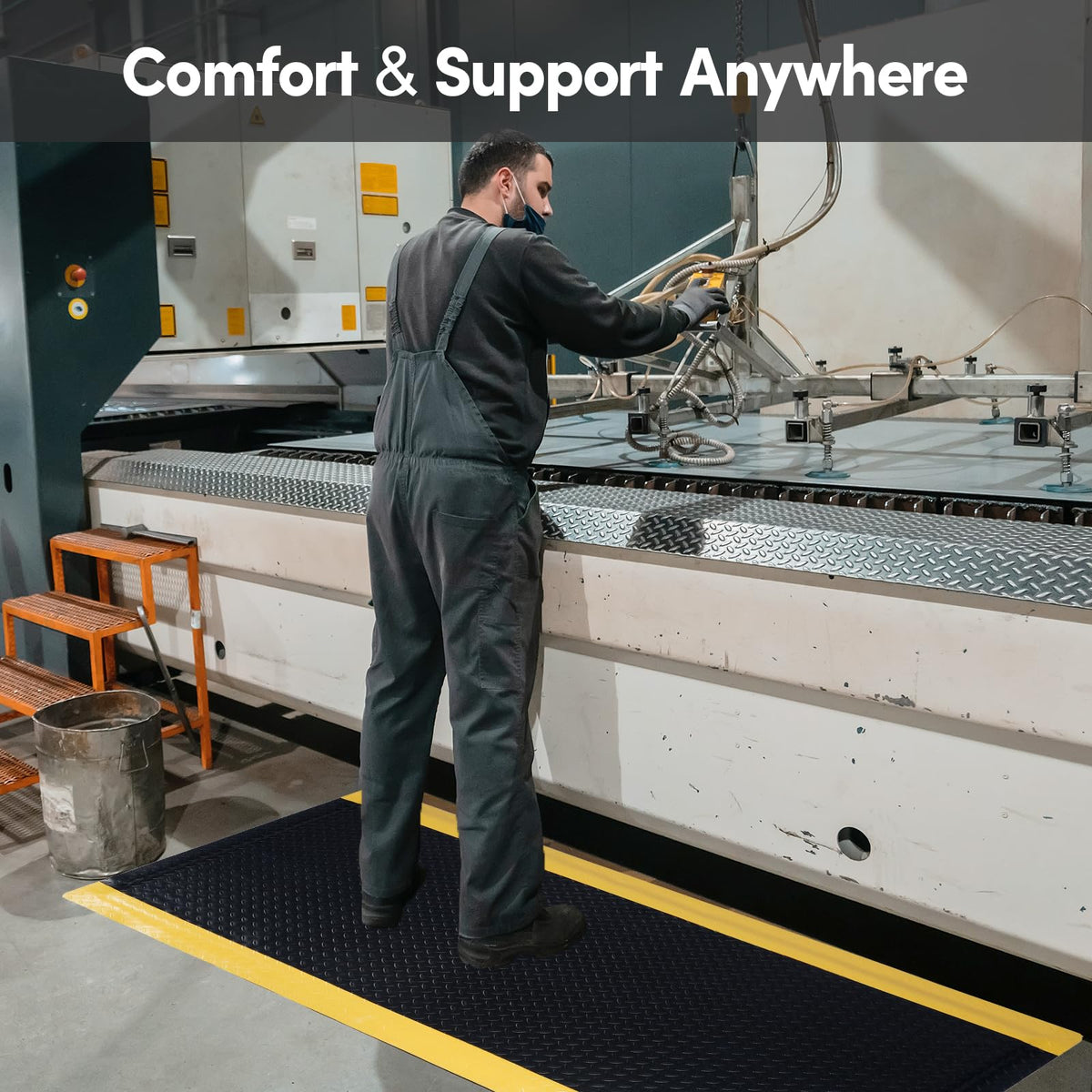 ISXACFF Anti Fatigue Mats Industrial 2' x 6' 15/16" Thick Ergonomic Standing Mat Commercial Kitchen Mat Heavy Duty Diamond Plate Shop Floor Mats Helps Relieve Back and Leg Soreness