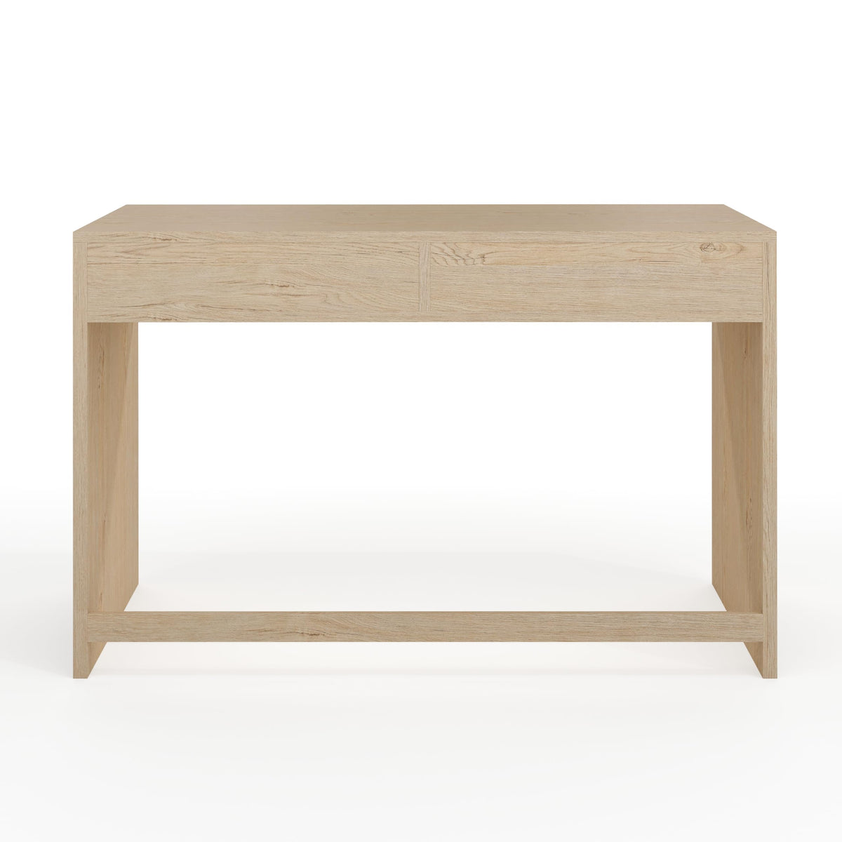 Martha Stewart Kayden Home Office Modular Desk with 2 Drawers in Light Natural with Brushed Gold Hardware