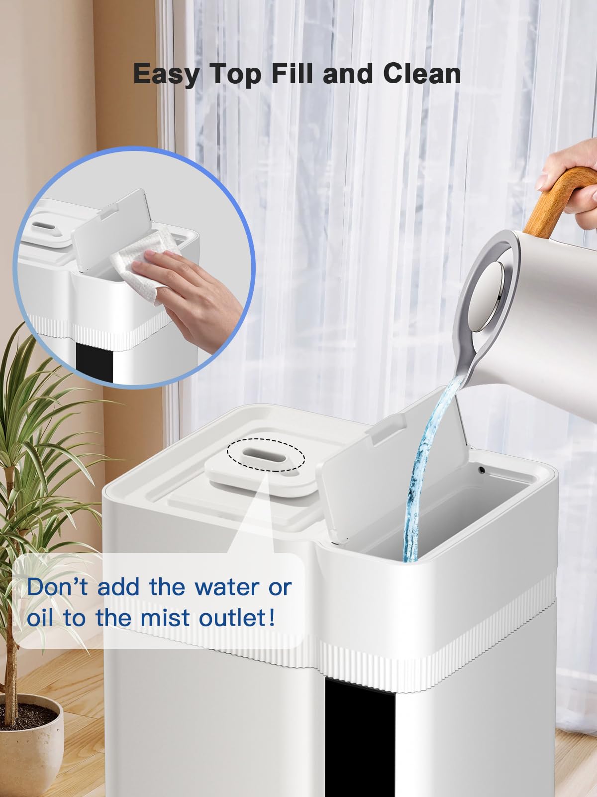 Zeova 13L/3.4Gal Humidifiers for Bedroom, Ultrasonic Warm & Cool Mist Humidifier Large Room, Covers 800ft², 72H Runtime, 24H Timer, 3 Mist Modes Top Fill Quiet Humidifiers for Home, Office, White