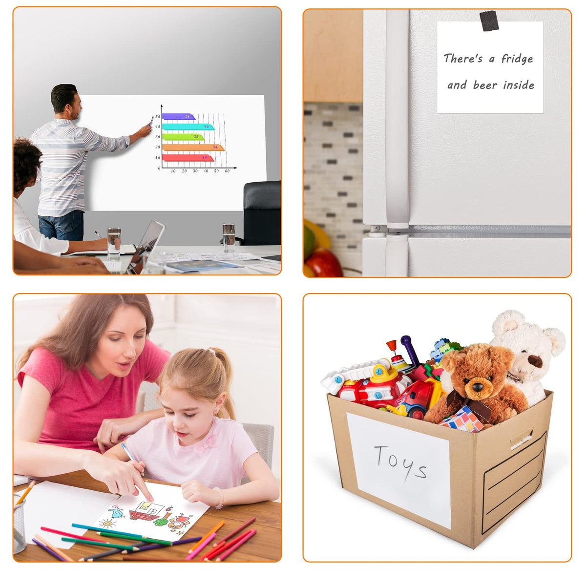 Nortix White Board Paper for Wall, Whiteboard Contact Paper, Dry Erase Peel and Stick Wallpaper Stain-Proof Dry Erase Wall Decal, 1 Piece (4x6ft)