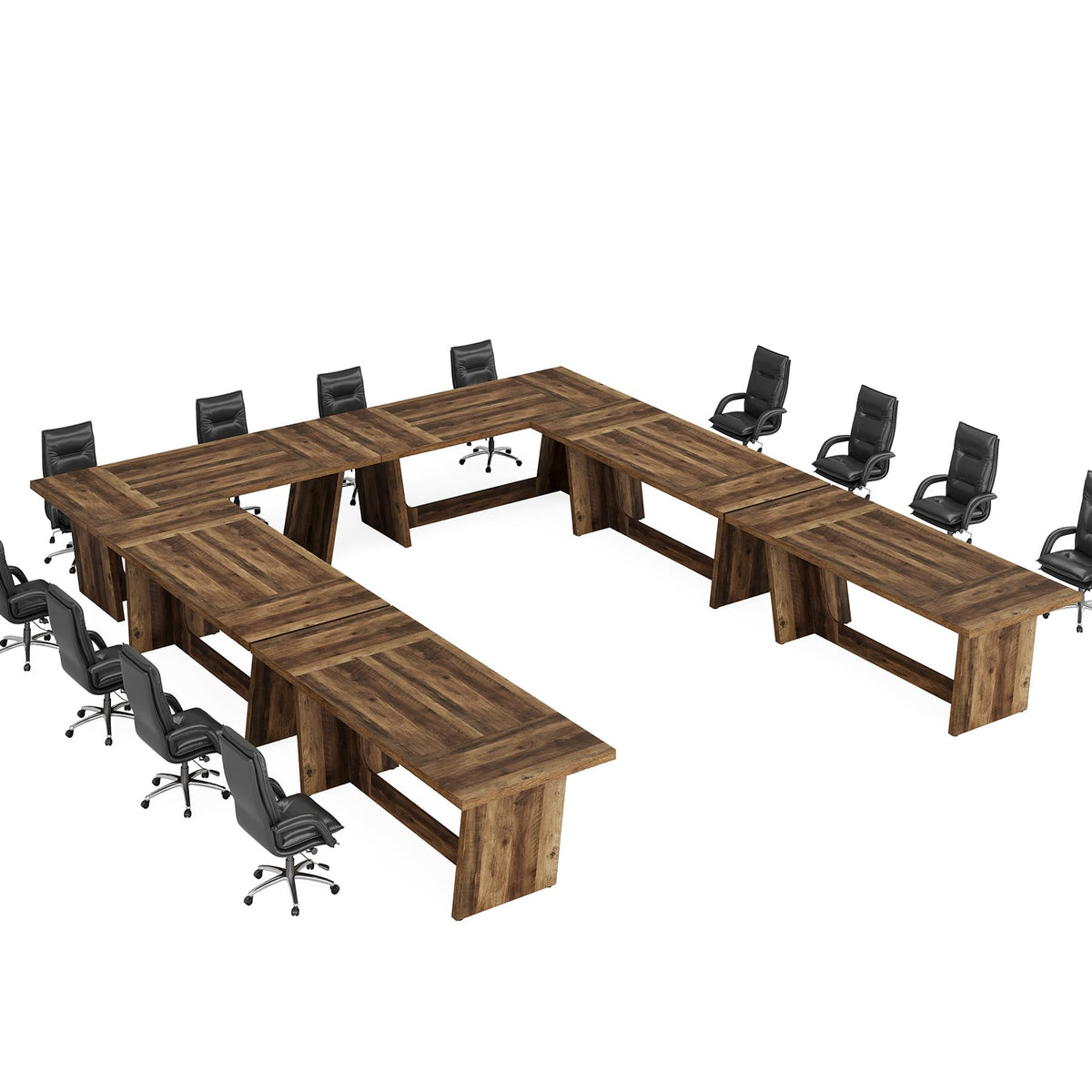 Tribesigns 6 FT Conference Room Table, 71โLarge Executive Seminar Desk for 6โ8 People, Rectangular Meeting Table for Office, Heavy-Duty Business Boardroom Table with Wooden Pedestal Base, Dark Brown