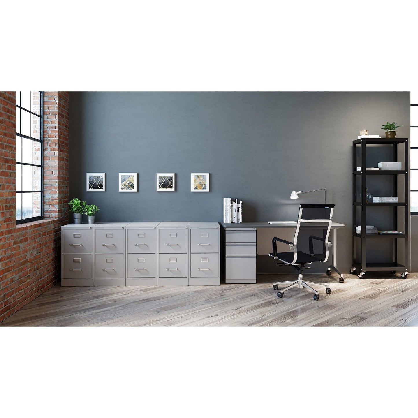Lorell 2-Drawer Vertical File with Lock, 15 by 25 by 28-3/8-Inch, Light Gray