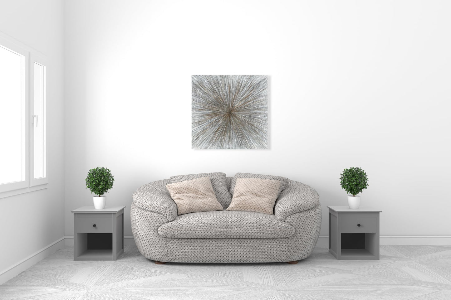 Yihui Arts Abstract Sunshine Wall Art - Hand-Painted Square Painting for Office, Hallway, Fireplace Decor with Stunning Artwork and Pictures