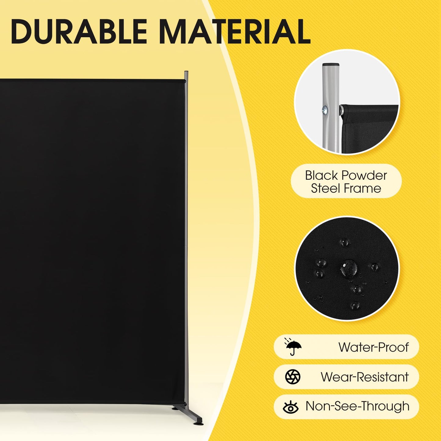Rantila 2 Large Panels Room Divider,Portable Office Divider,Convenient Movable,Folding Partition Privacy Screen for Bedroom,Dining Room, Study,142" W x 71" H,Black