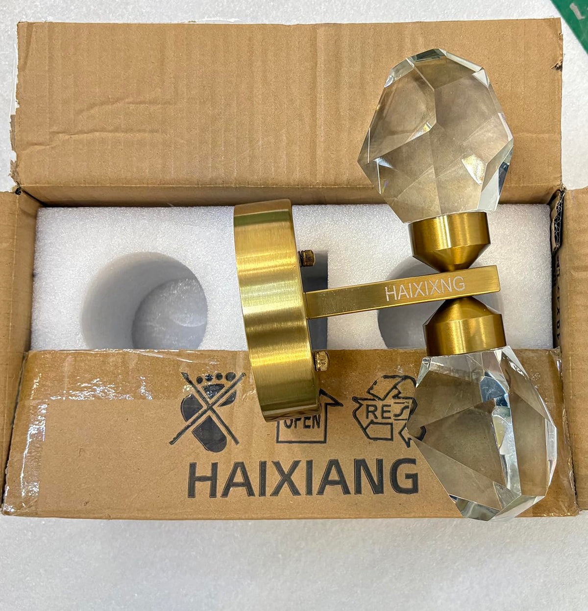 HAIXIANG 2 Packs Wall Sconces - Gold Modern Crystal Vanity Lighting for Dining Room, Bedroom, Living Room, Entryway, Bathroom - Wall Mount Lighting Fixture - Warm Light