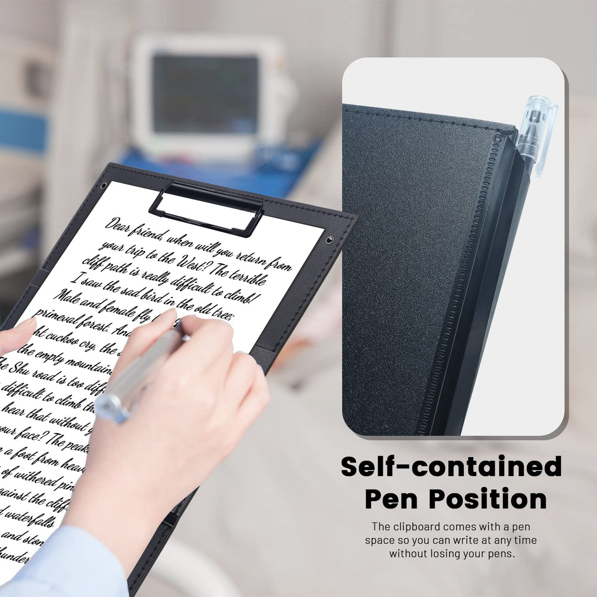 Portable Foldable Nursing Clipboard, Folding Metal Clipboard Pocket Size, Whitecoat Clipboard Nurse Edition Trifold, Occupational Therapy Clipboard for Doctors(Black)