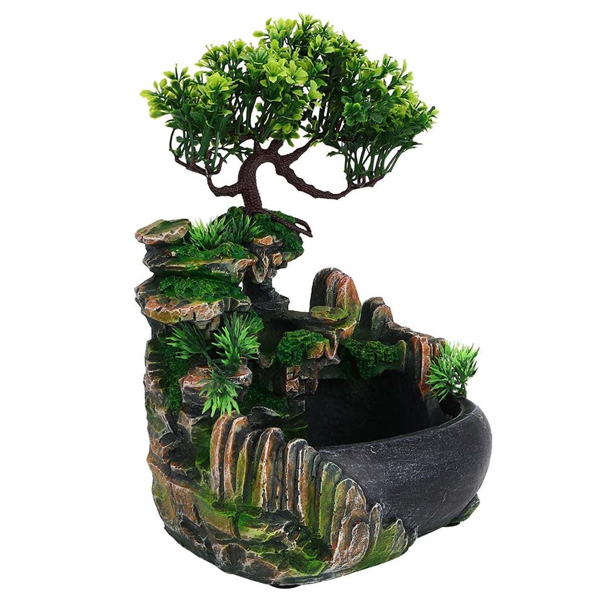TOPINCN Rockery Stream Tabletop Fountain, Zen Meditation Indoor Waterfall Feature with Automatic Pump and Switch, Desktop Fountain for Home Office Bedroom Decoration