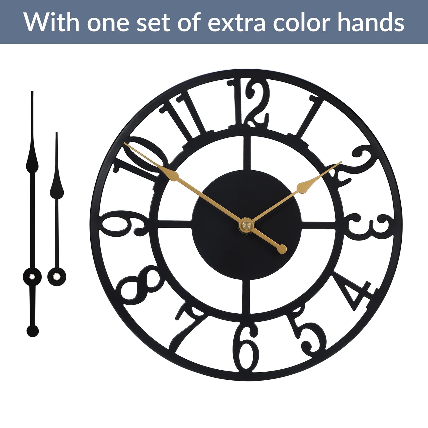 LEIKE Arabic Numeral Wall Clock 10IN Battery Operated Black, Silent Non Ticking, Wall Clocks for Living Room Decor, Small Classic for School, Office, Home, Kitchen, Bedroom