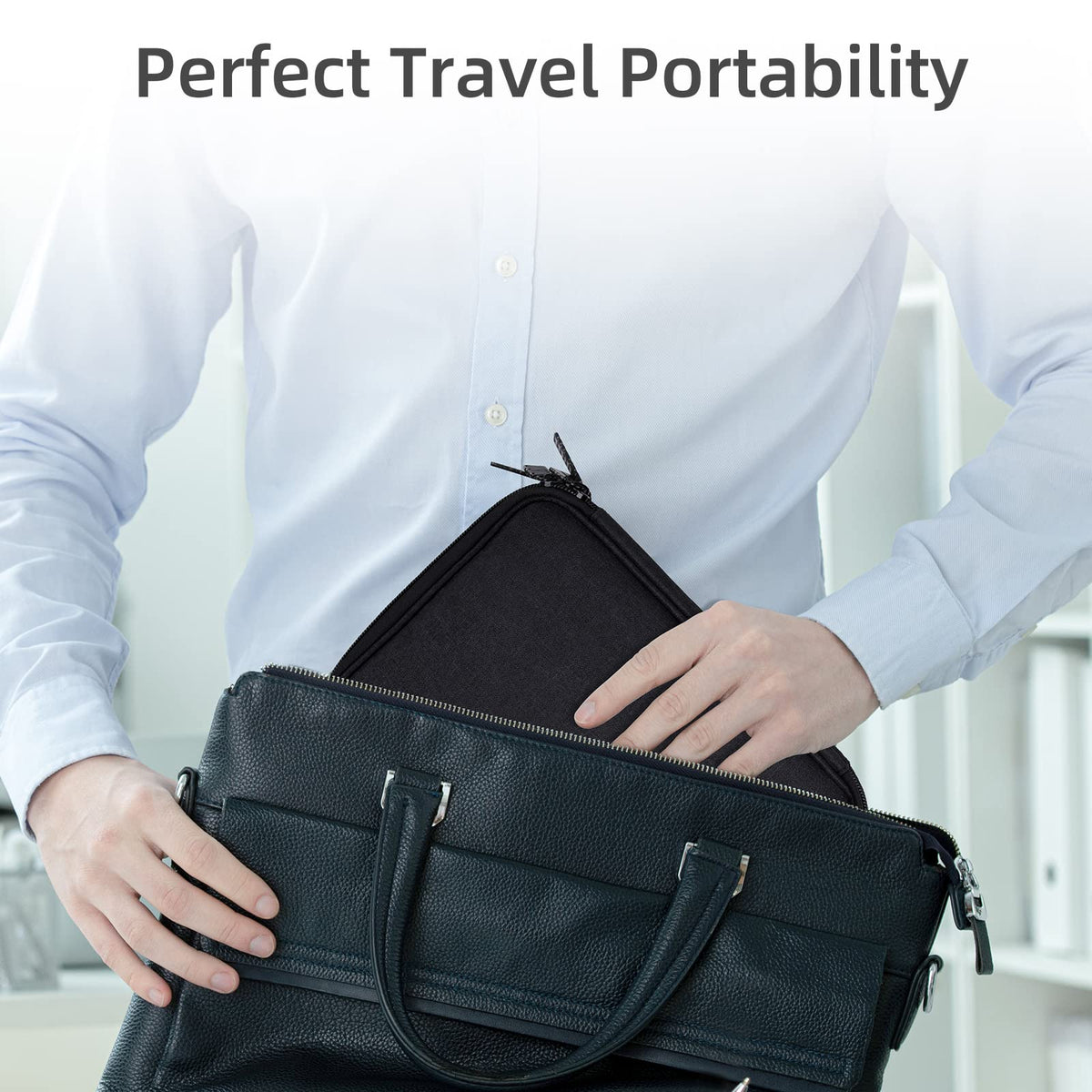 CNPOP Electronics Organizer Travel Case Cord Cable Charger Organizer Bag Travel Accessories Essentials for Women Men Double Layers Tech Pouch with 5 Cable Ties for Phone Power Bank SD Card USB, Black