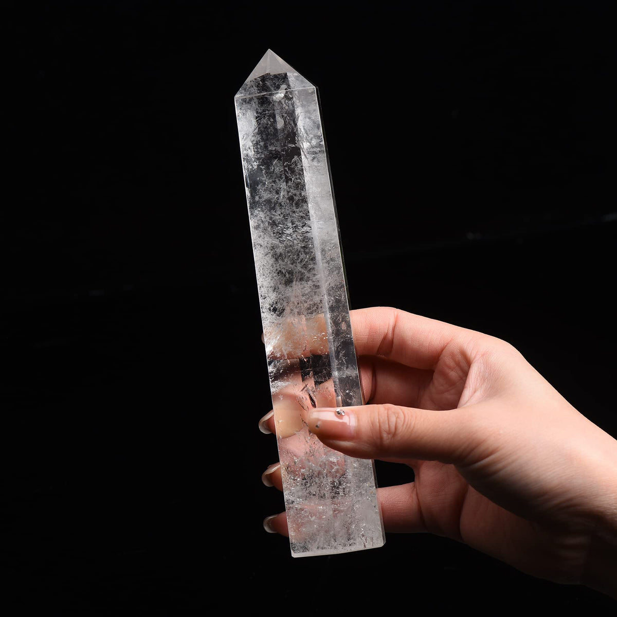 WUYOUSHI Large Clear Quartz Healing Crystal Towers / 7.08-7.87" Natural Crystal Wand / 6 Faceted Chakra Crystal Point Reiki Meditation Therapy