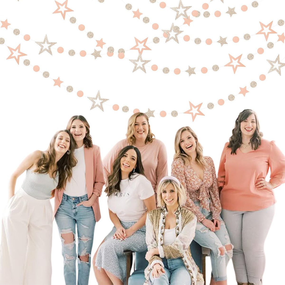 Rose-Gold Peach Star Party-Decoration Garland Lasting Surprise