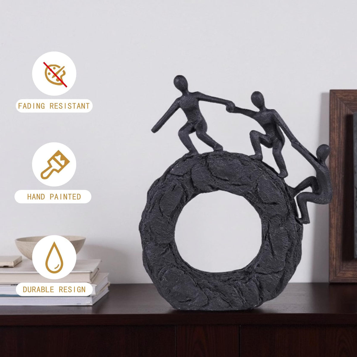 Hebdids Abstract Sculptures - Living Room and Office Dynamic Climbing Wall Character Decoration, Black Statue 7x8x1.5 inches Elegant Black Home Decoration Gift Creativity