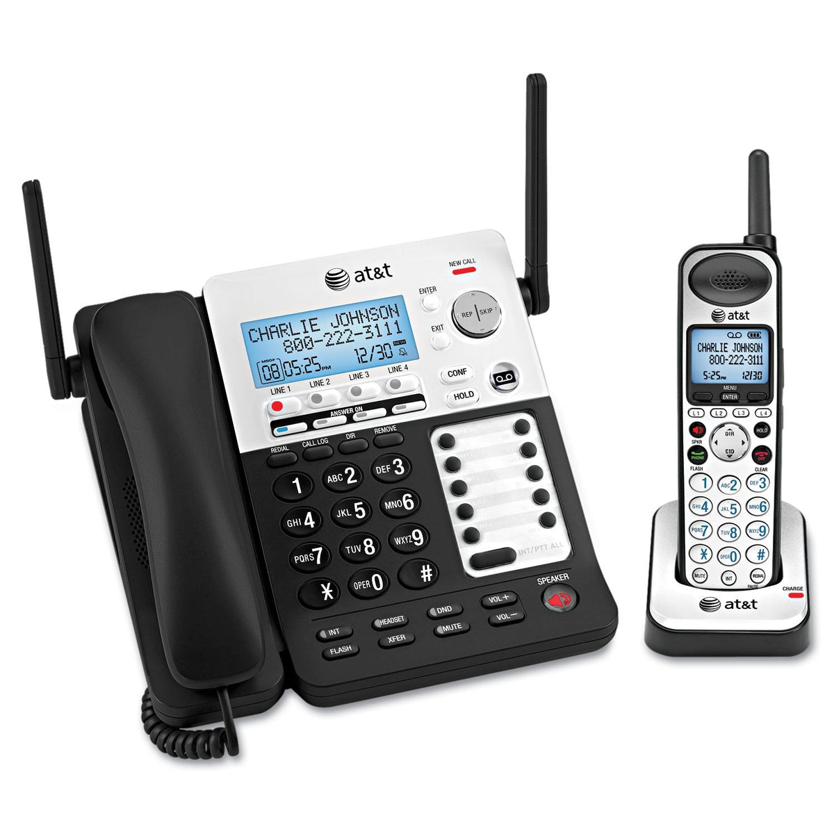 AT&T Sb67138 Dect 6.0 Phone/answering System, 4 Line, 1 Corded/1 Cordless Handset