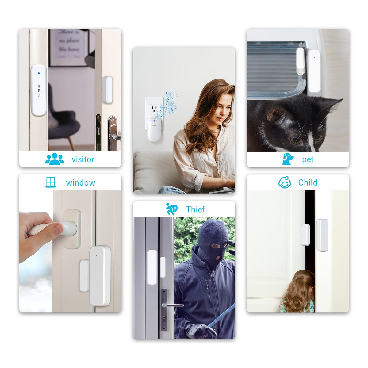 Door Chime When Door Opens, Door Opened Alarm for Home/Business Office/Bedroom Entering, 2-Sensor + 1-Receiver with 500FT Range,58 Chimes,5-Volume Level, Entry Alert for Kids/Toddler/Dementia Safety