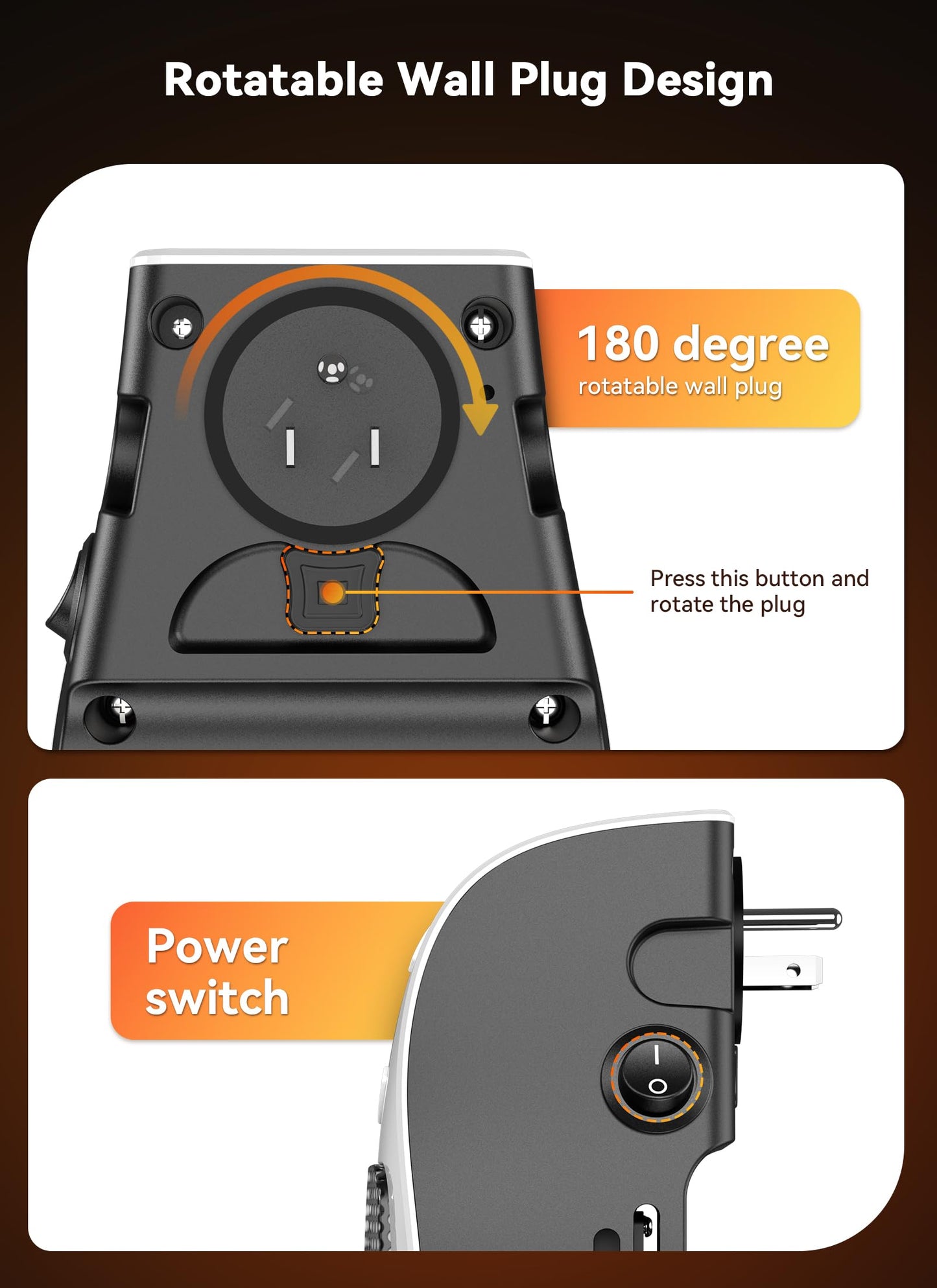 450W Space Heater, Remote Wall Outlet Electric Small Space Heater as Seen on TV with Adjustable Thermostat and Timer and Led Display, Compact for Home,Office,Bathroom