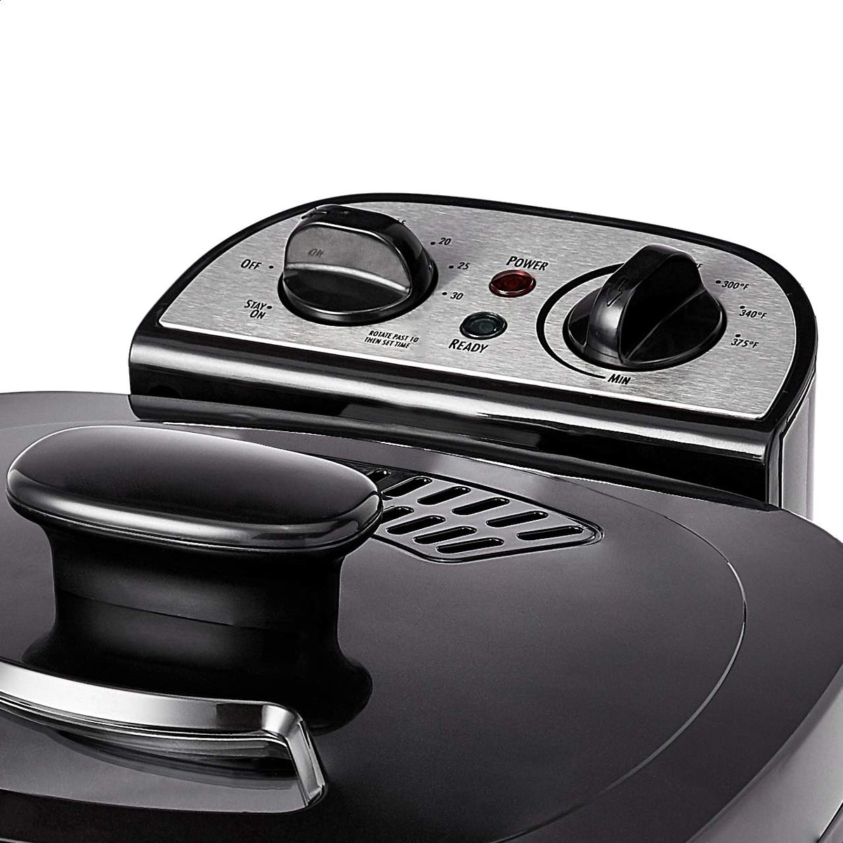 Amazon Basics 2.1-Qt (2.0L) Electric Deep Fryer with 8-Cup Oil Capacity, Adjustable Temperature Control, Timer, Easy Draining Removable Basket, Viewing Window, 1500W, Black