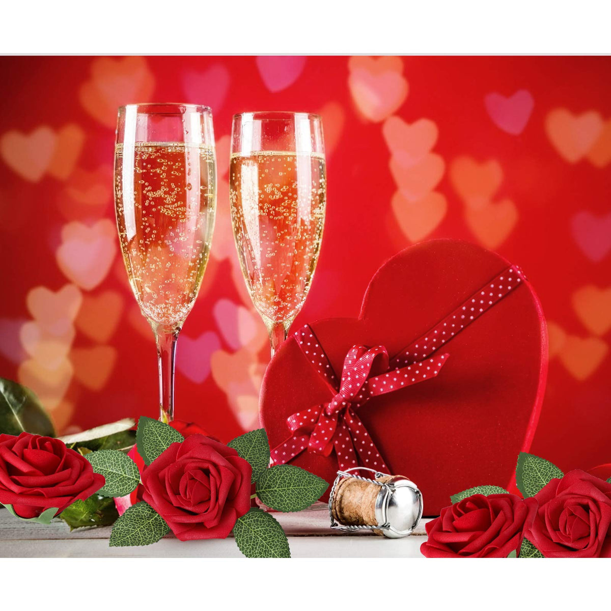 AmyHomie Artificial Flowers Dark Red Rose 50pcs Real Looking Fake Roses w/Stem for DIY Wedding Bouquets Centerpieces Arrangements Party Baby Shower Valentines Day Christmas Tree Decorations