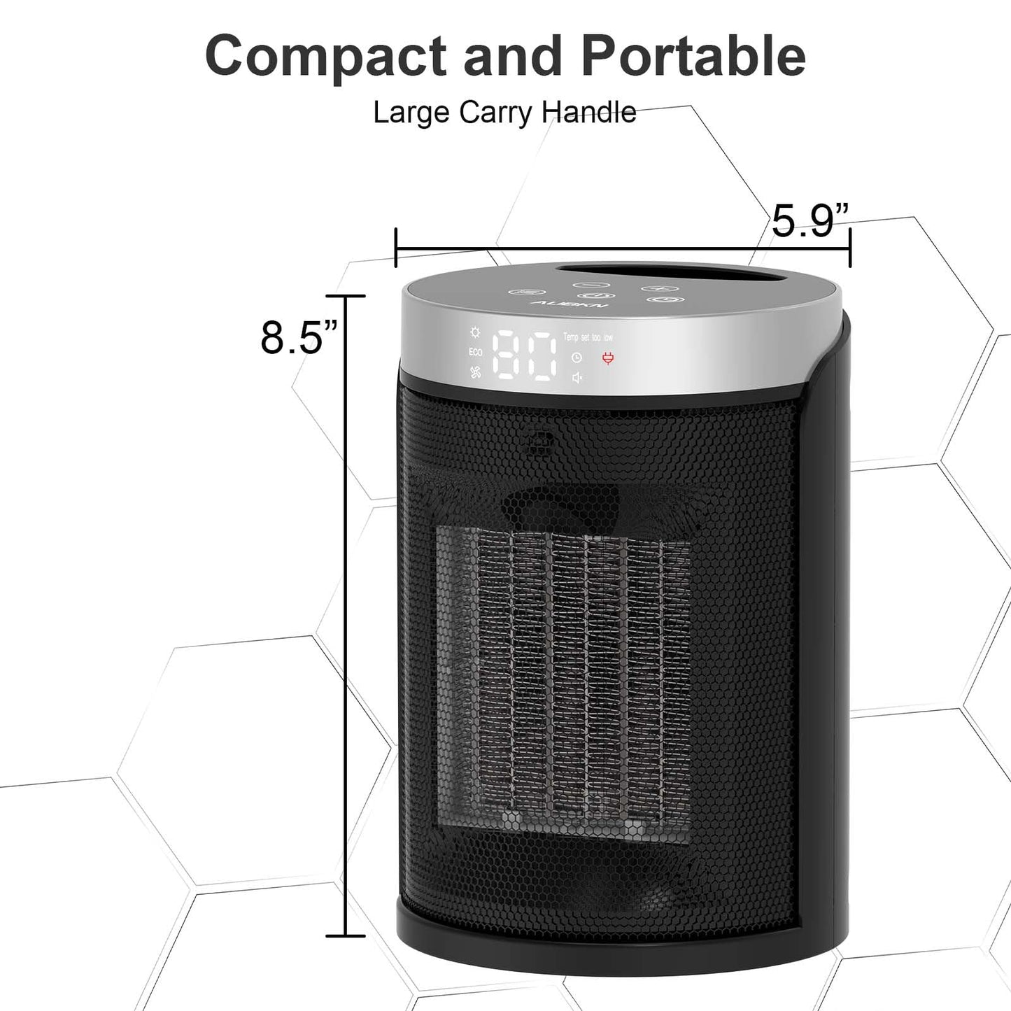 Space Heater, AUBKN Small Portable Electric Heaters for Indoor Use with Thermostat and Remote,12H Timer, 5 Mode, 1500W PTC Ceramic Fast Safety Heat for Home Office Bedroom