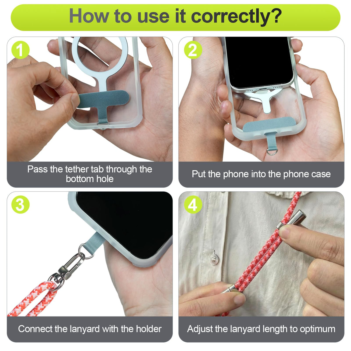 ZOYTONE Phone Lanyard & Phone Wrist Strap, 3 in 1 Adjustable Anti Theft Phone Strap for Cell Phone Lanyard, Convertible Crossbody Strap with Locking Knob for Travel Hiking Cycling Climbing (Pink)