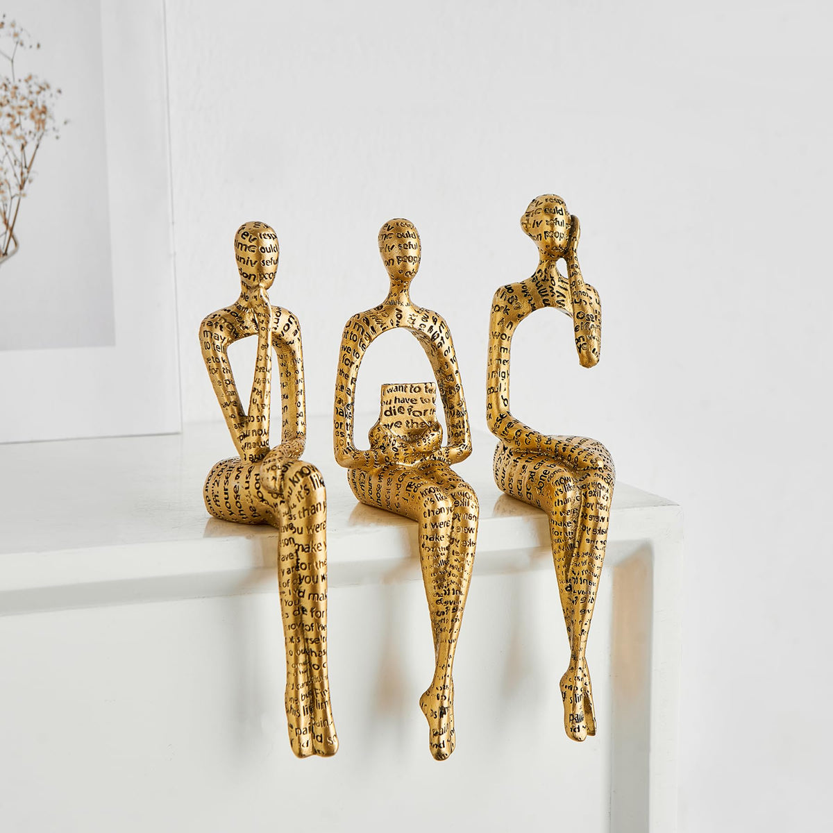 Octdays Gold Decor Thinker Statue, Abstract Art Sculpture Coffee Table & Bookshelf Decor Accents, Modern Living Room Office Decorations (Gold)