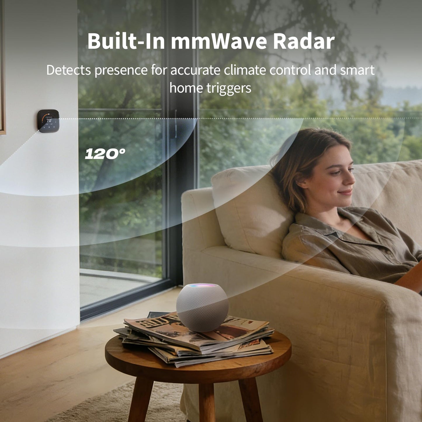 Aqara Smart Thermostat W200 with Apple Adaptive Temperature & Clean Energy Guidance, 4" Touchscreen, Matter Controller, Built-in Radar Sensor, Works with Apple Home, Siri, Google Assistant, Alexa