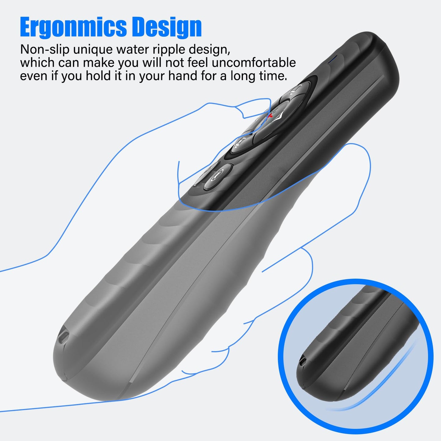 2-in-1 USB TYPE-C Presentation Clicker wireless Presenter Remote Clicker, Powerpoint Clicker Slide Advancer, Clicker for Powerpoint Presentations with Volume Control, Presentation Clicker for Computer