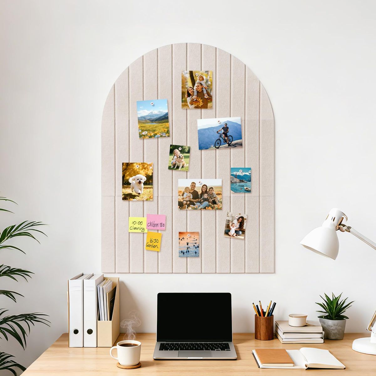 Arched Felt Bulletin Board, 31.5"x24" - Modern Fabric Pin Board for Office & Home Wall, Upgraded Adhesive, Damage-Free Installation, Reusable Wall Organizer for Notes, Photos Reminders (Black)