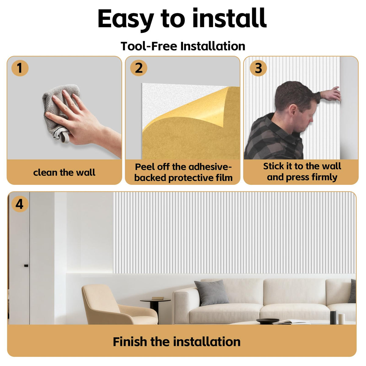 RITOLLO 6 Pack Acoustic Wall Panels, 47.2X23.6X0.4 inch Decorative Self-Adhesive Soundproof Panels, Sound Dampening Panels for Home Studio Office, White(White,6)