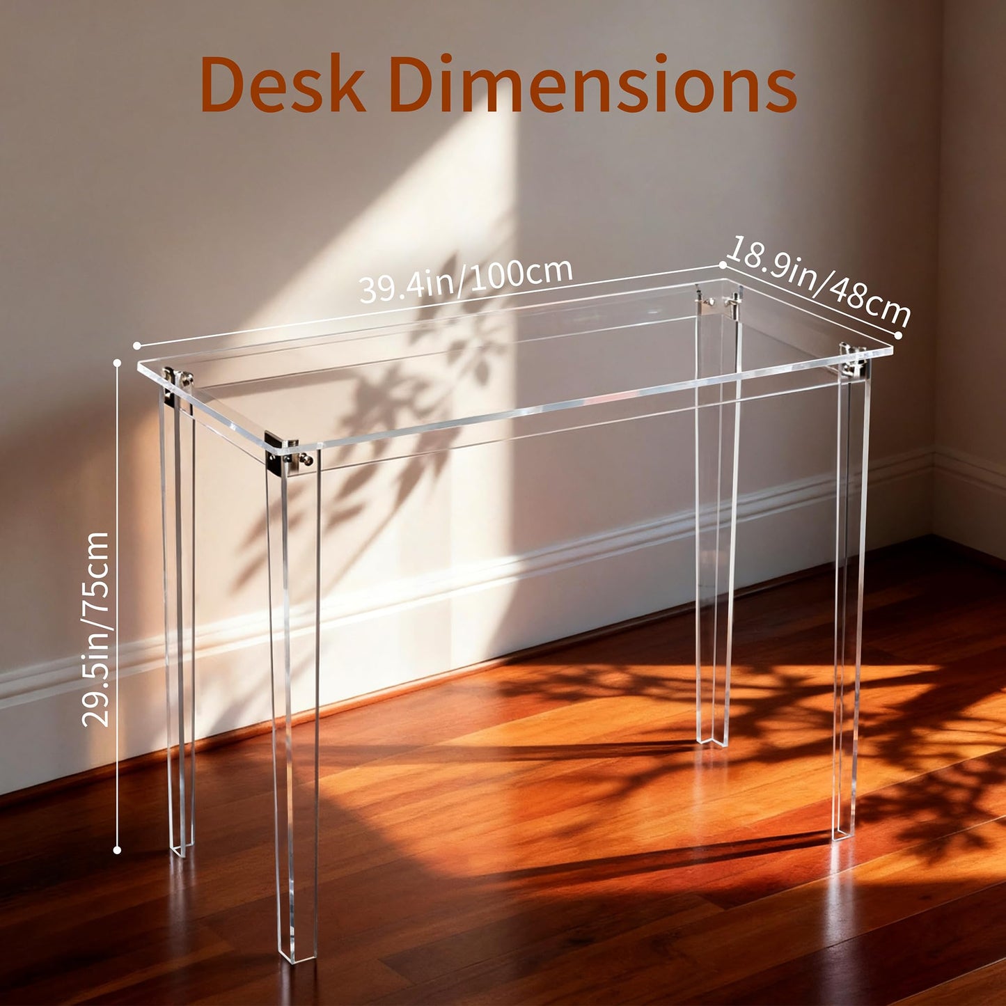 solaround Acrylic Desk, Clear Modern Writing Table for Home Office (Clear, Nomal)