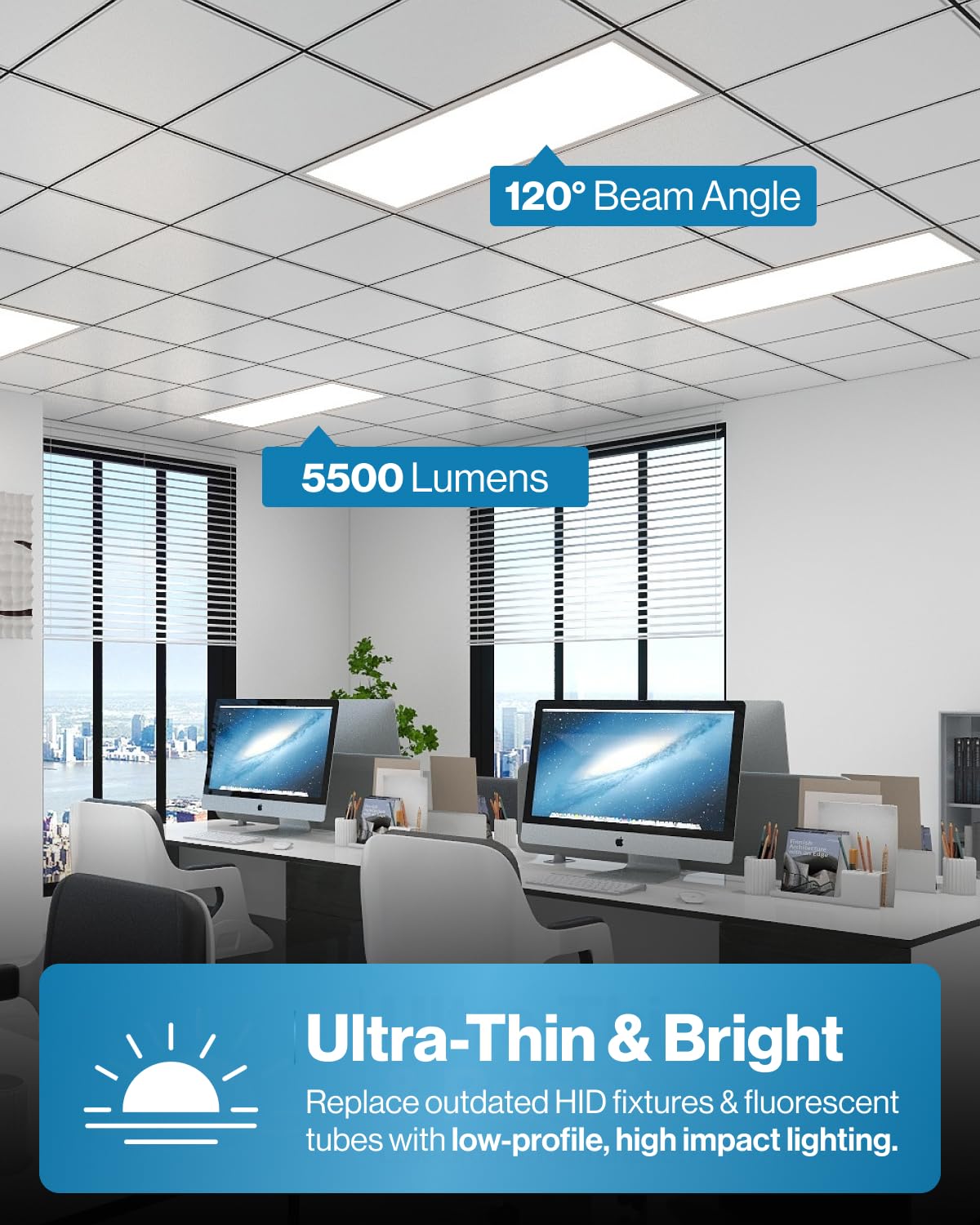 Sunco 2x4 LED Flat Panel Light Drop Ceiling Office Shop Commercial Warehouse Fixture, 6500 Lumens, Selectable Features, 30W/40W/50W, 4000K/5000K/6000K, Dimmable (0-10V), Dustproof ETL 4 Pack
