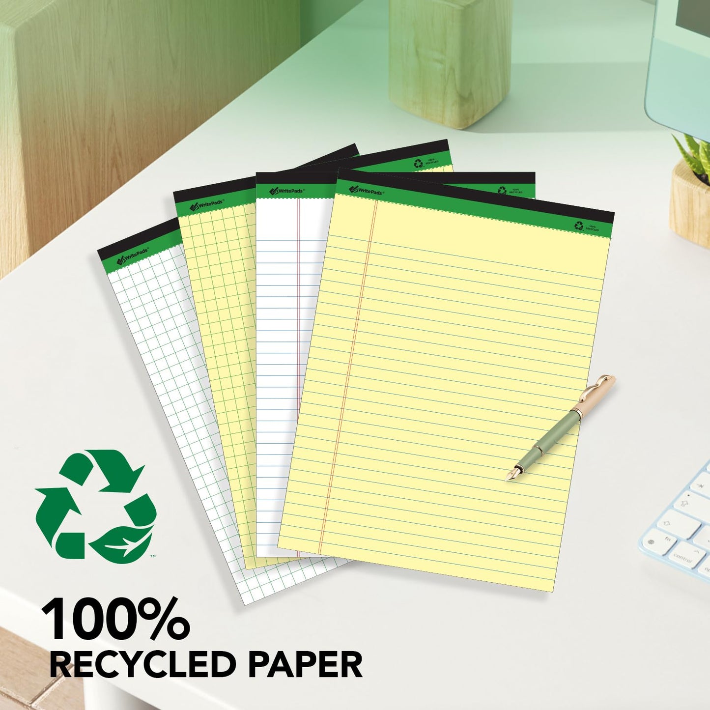 KAISA Legal Note pads 8.5 x 11,12pads 600 Sheets note pads office supplies Recycled Paper 8.5 x 11 Wide Ruled 50 sheets Premium Thick Paper Hard Back Notepads 8-1/2"x 11-3/4" Writing Tablet Canary For Office Supplies (Pack of 12)