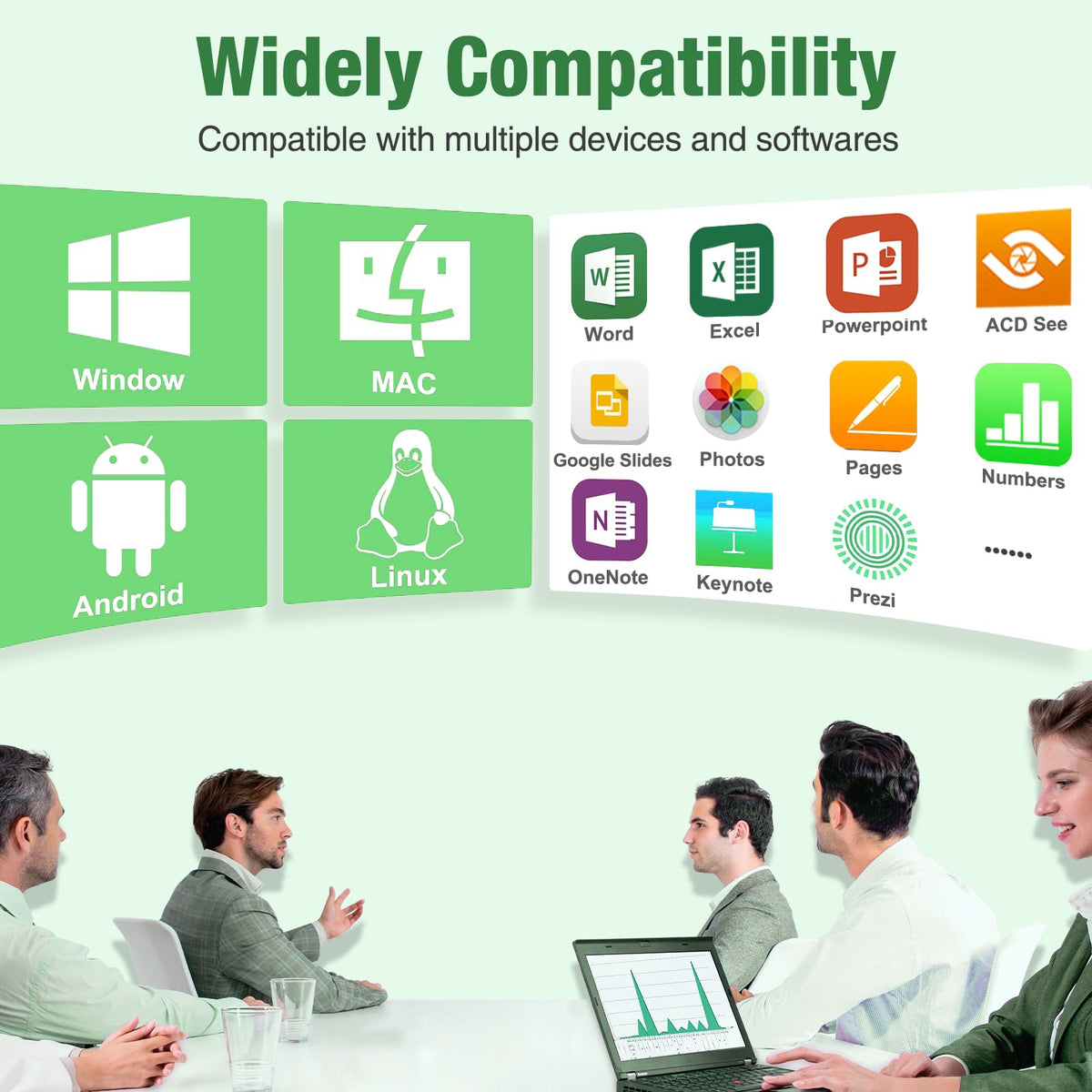 Wireless Presentation Clicker with Green Laser Pointer, Volume Control USB Type C Slide Presenter Remote for Keynote/PPT/Mac/PC/Laptop Office