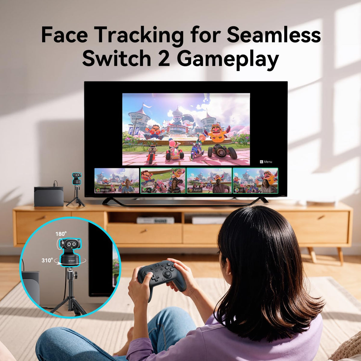 EMEET PIXY Dual-Camera AI-Powered PTZ Camera 4K, AI Tracking, PDAF&AI Autofocus 0.2s, 1/2.55'' Sony Sensor, 3 Mics, Presets, Gesture Control, 4K Webcam for Streaming and OBS/Twitch/Switch 2 Compatible