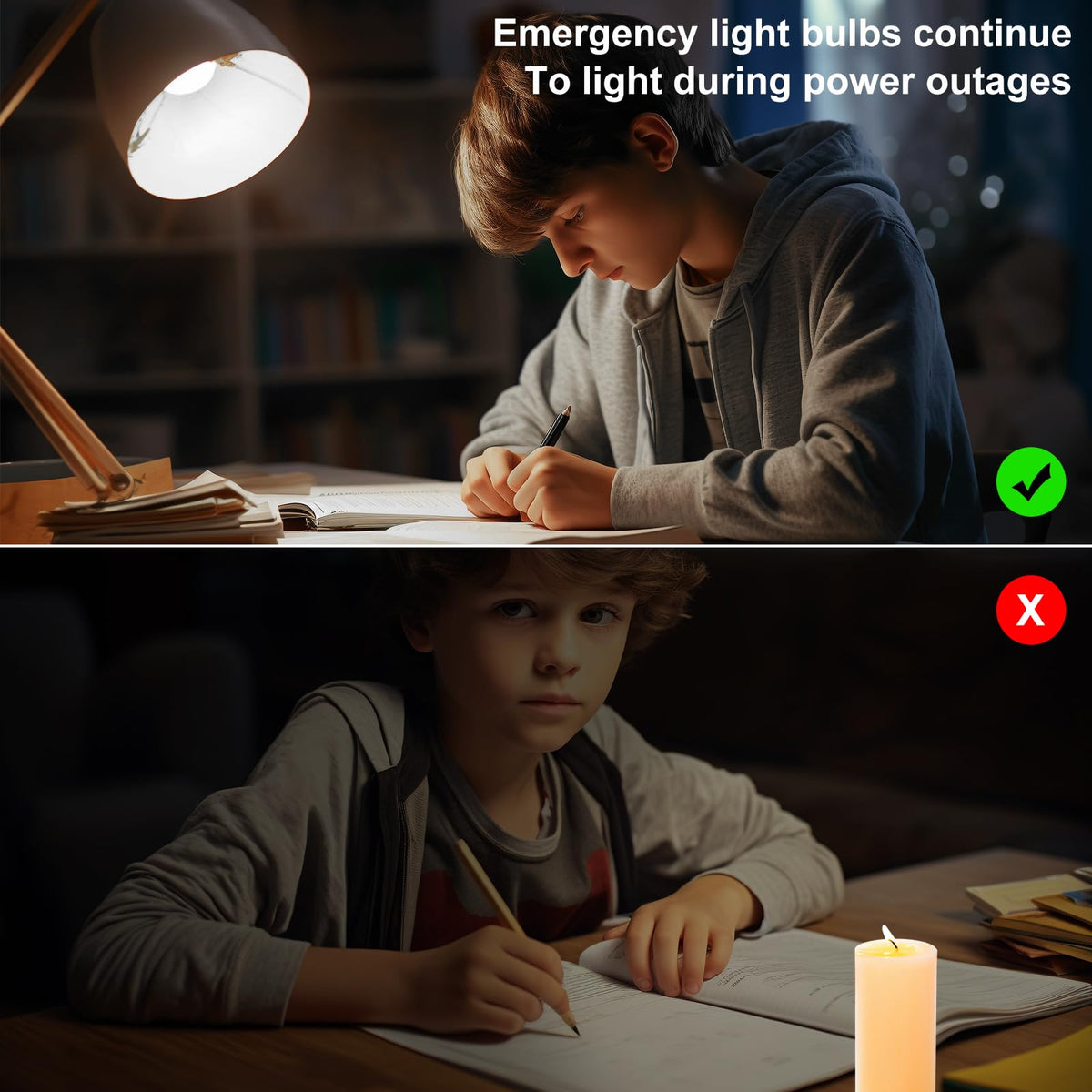 Ostwiki Rechargeable Light Bulbs,6 Pack Battery Operated Backup Emergency Light Bulb for Power Outage Camping Outdoor Hurricane 9W E27 8500K 1200mAh White Equivalent Self-Charging LED Light Bulbs
