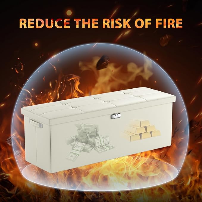DocSafe Storage Ottoman Bench, Fireproof&Waterproof Folding Bench