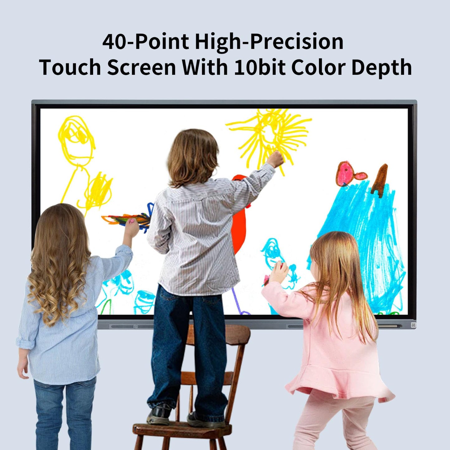 55'' Smart Board, 4K UHD Electronic Whiteboard with Dual OS, Multi-Touch Screen Interactive Digital Whiteboard for Home Office Classroom Presentation, Writing, Meeting - Includes Wall Mount