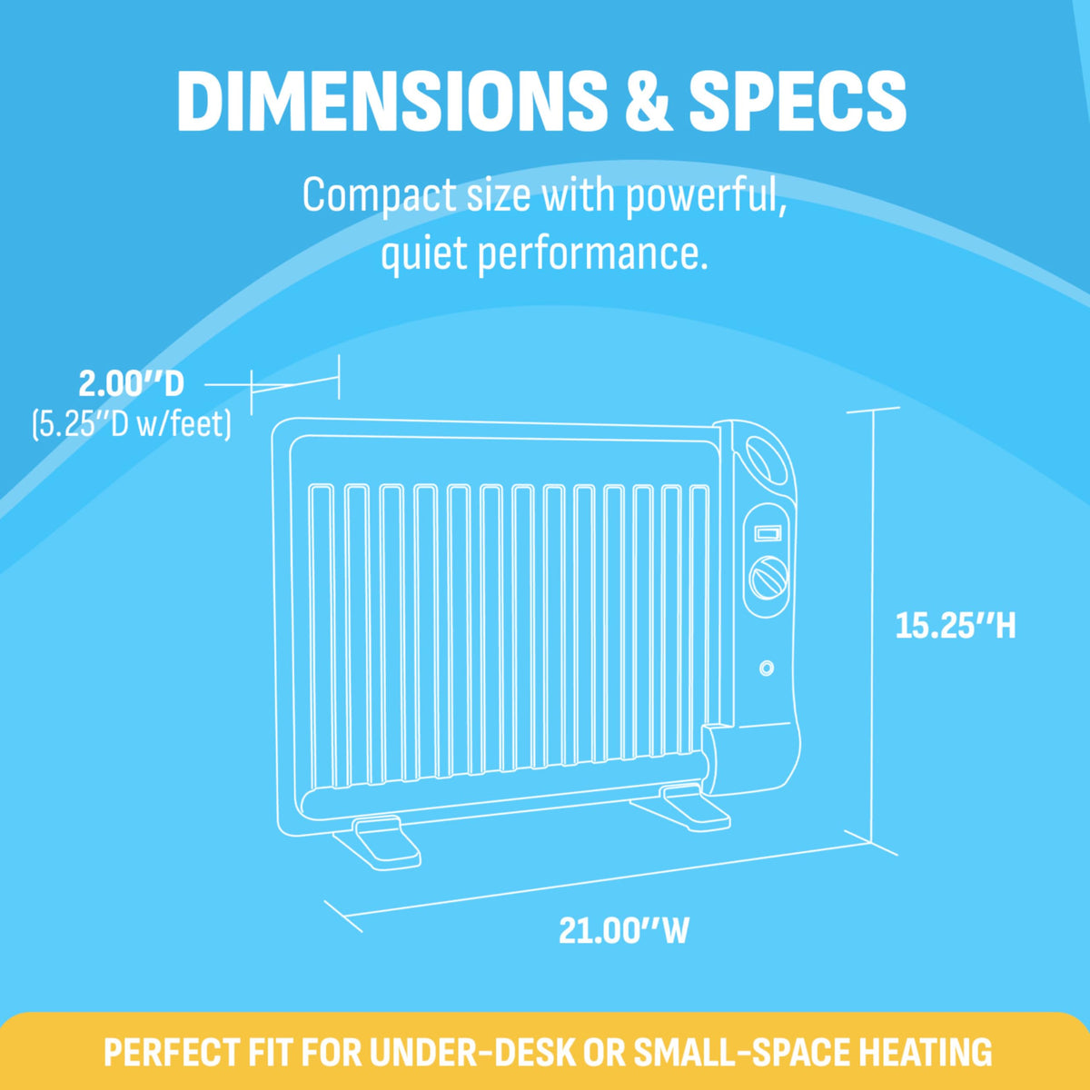 NewAir Portable Space Heater for Indoor Use | Ideal Heater for Bedroom, Office or Under Desk | Electric, Energy Efficient and Noiseless