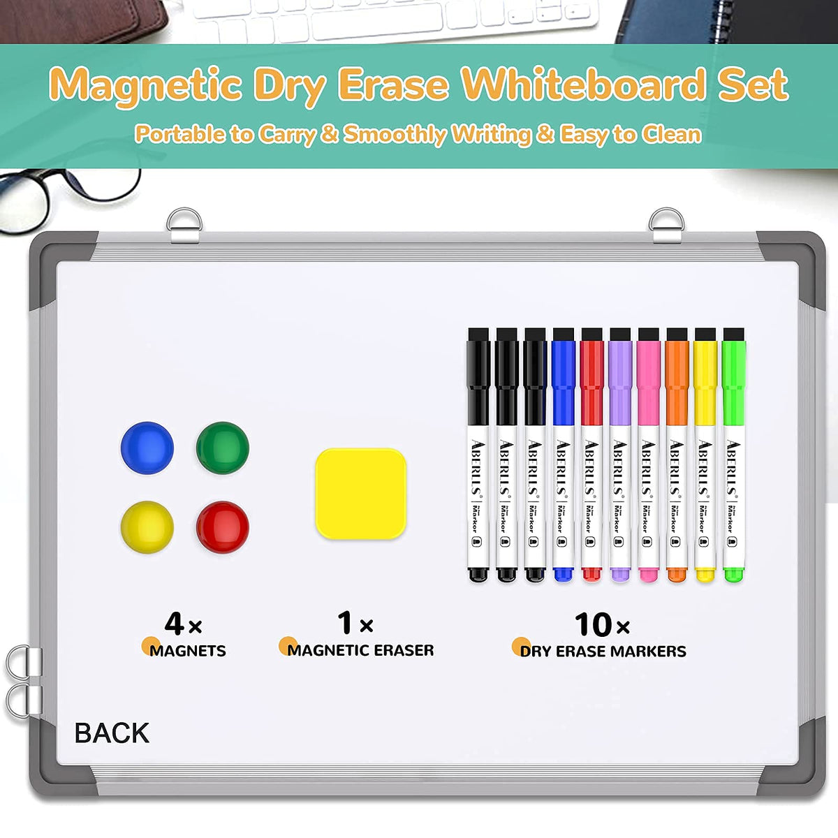 Small Monthly Calendar Dry Erase Whiteboard for Wall, 16" x 12" Magnetic Dry Erase Board, Hanging Double-Sided White Board, Portable Board for Drawing, Kitchen, Planning, Memo, Home, Office