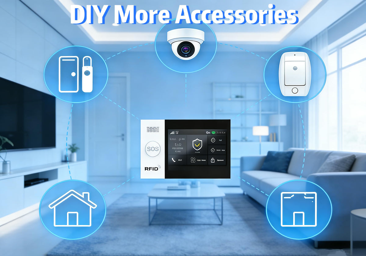 WiFi Wireless Alarm System for Home Security - 24/7 Protection Smart Home Devices 4.3" Touch Screen, GSM/4G+WiFi, App Instant Alerts, No Monthly Fee, Alexa Compatible for Villa, Kids Safety (24 pcs)