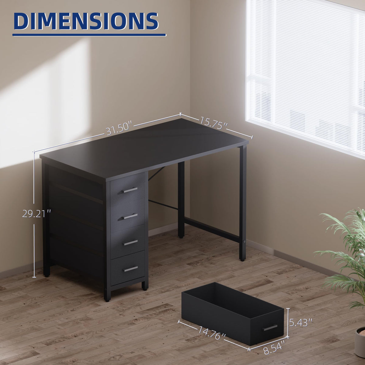 Pamray 32 Inch Computer Desk with 4 Drawers Small Office Desk for Home Bedroom Study Writing Simple Modern Computer Table Marble