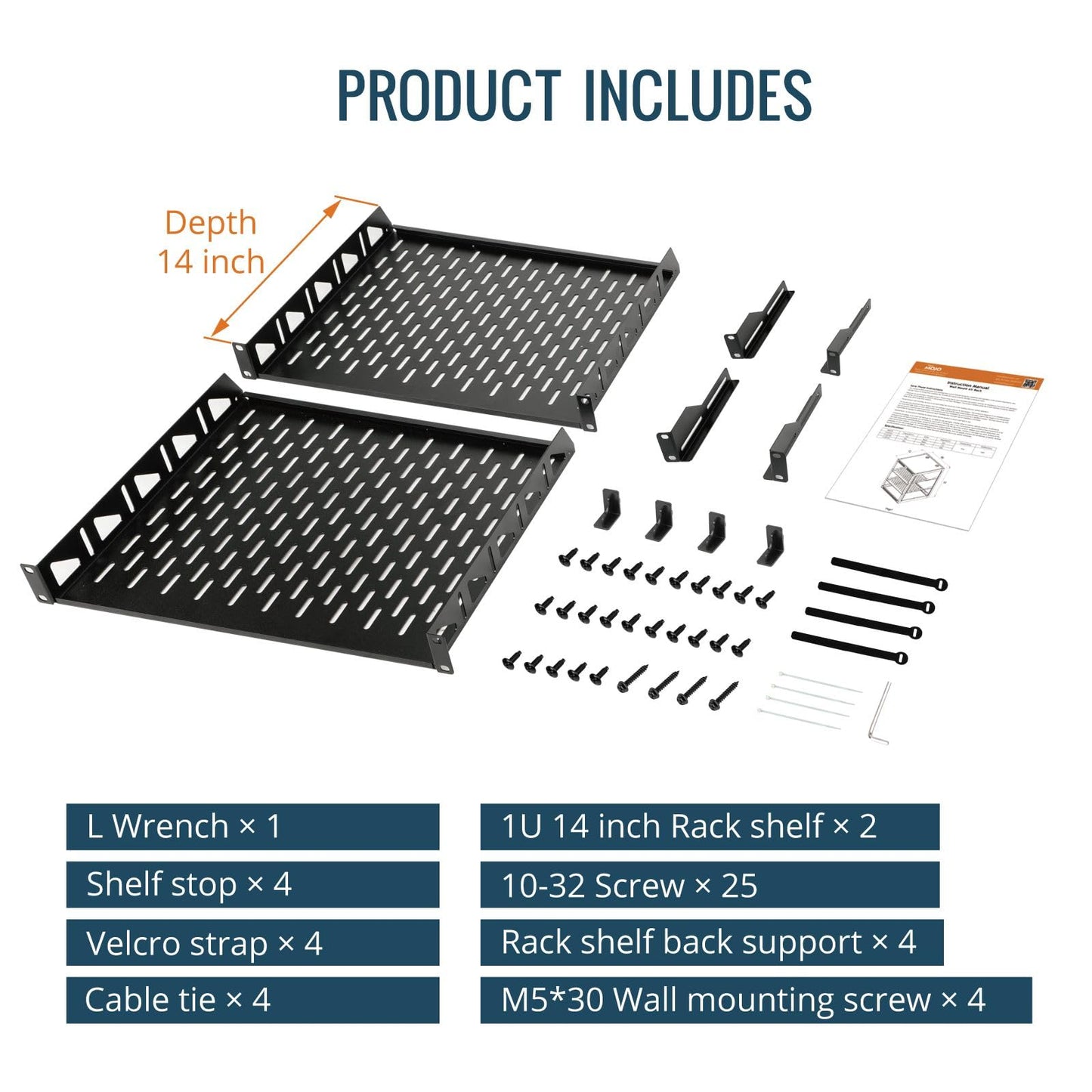 Tecmojo 12U Open Frame Network Rack for IT & AV Gear, AV Rack Floor Standing or Wall Mounted,with 2 PCS 1U Rack Shelves & Mounting Hardware,Network Rack for 19" Networking,Audio and Video Device