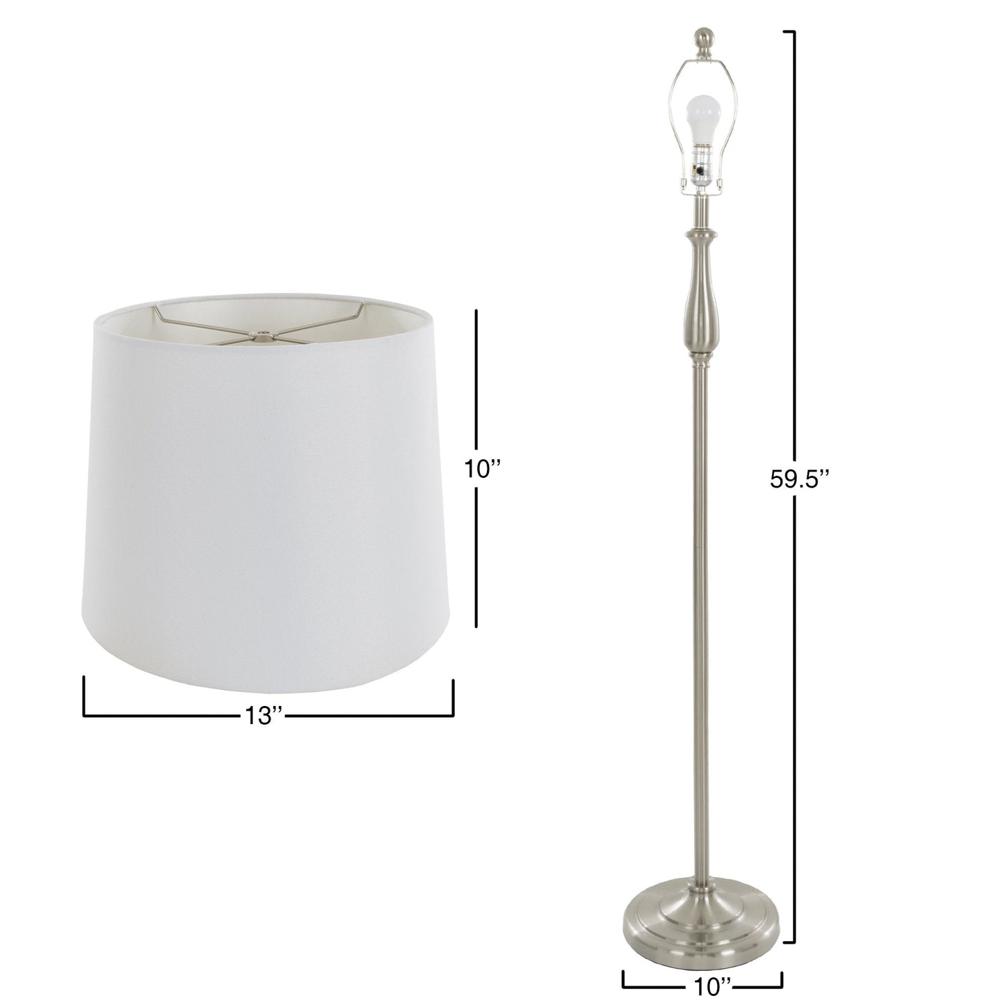 Lavish Home 3-Piece Home Lighting Set - Coordinating Bundle with 2 Table Lamps and 1 Floor Lamp for Home and Office Decor (Silver)