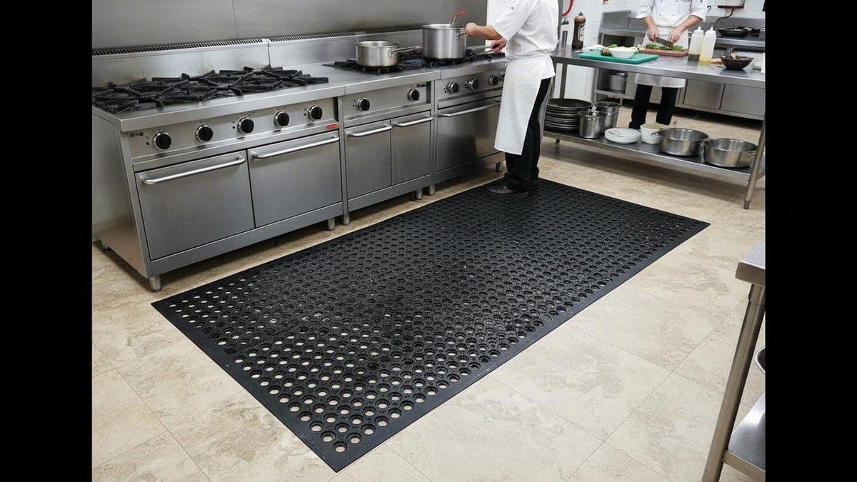 3x5FT Rubber Floor Mat Commercial Anti Fatigue Rubber Drainage Mat New Non Slip Bar Floor Mat Door Mats for Deck,Pool,Restroom,Bathroom,Kitchen,Wet Areas