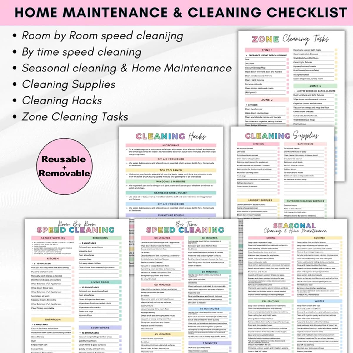 2 Pack Cleaning Planner, Cleaning Schedule and Checklist Organizer, Daily Weekly Monthly Household Cleaning Planner, Chore Chart Notebook for Home, Family Cleaning Tasks, DIY Home Improvement, Editable Template