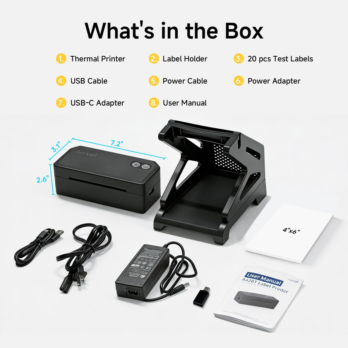 Arrvel Bluetooth Thermal Label Printer with Stand, Wireless 4x6 Shipping Label Printer for Small Business, Support iPhone, Android Windows & Mac, Widely Used for USPS Amazon Etsy Shopify (Black)