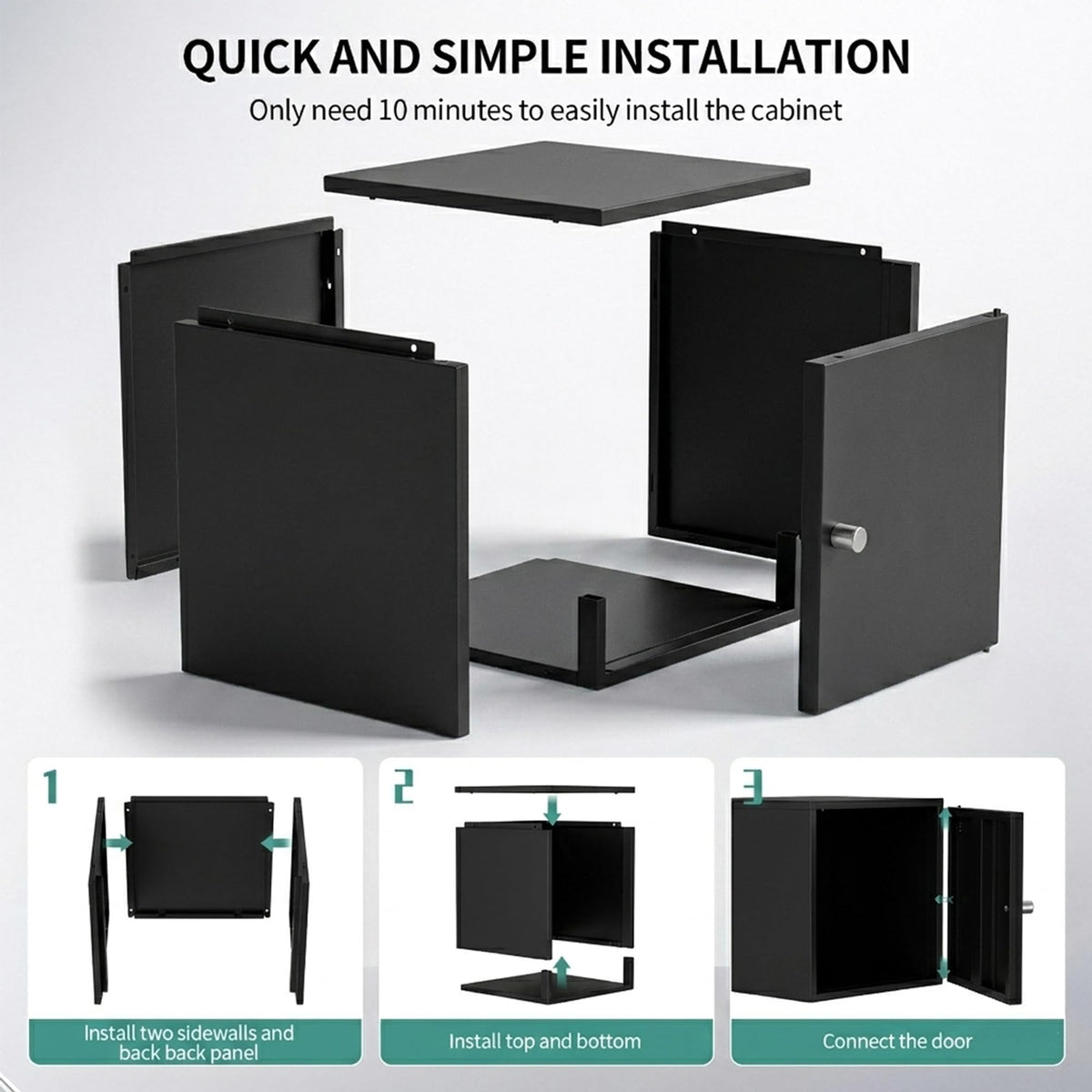 Tivostaral Cube Storage Organizer, 11" x 11" x 11" Mini Aesthetic Metal Storage Cabinet with Door, Small Steel Cabinet for Desk, Stackable Modular Storage Bin for Office, Home